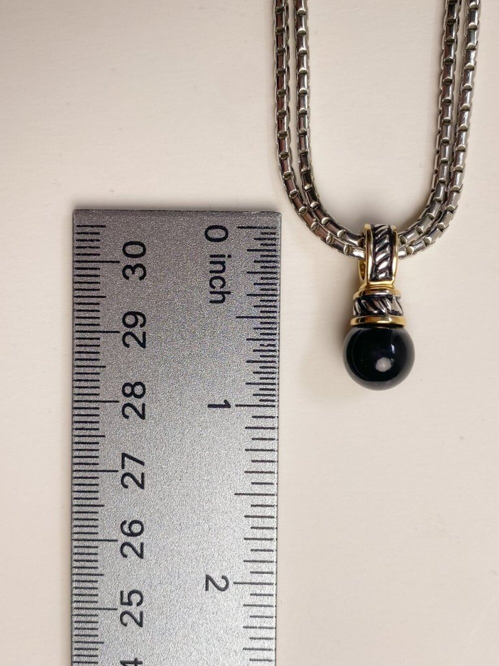 Premier Designs Faux Black Onyx Ball Pendant Double Silver Chain Choker Necklace - Picture 11 of 11